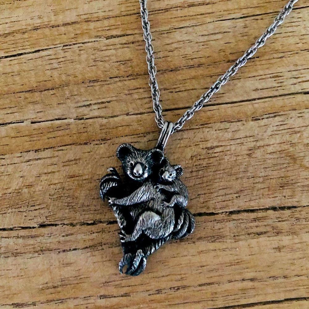 Koala Bear Silver Pendant Vintage Necklace